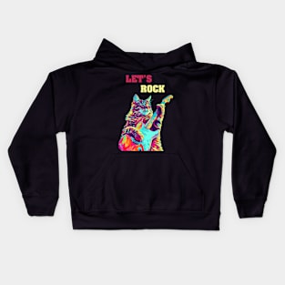 Lets Rock Cat Music Kids Hoodie